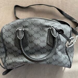 Michael Kors Gray and Black Logo Satchel